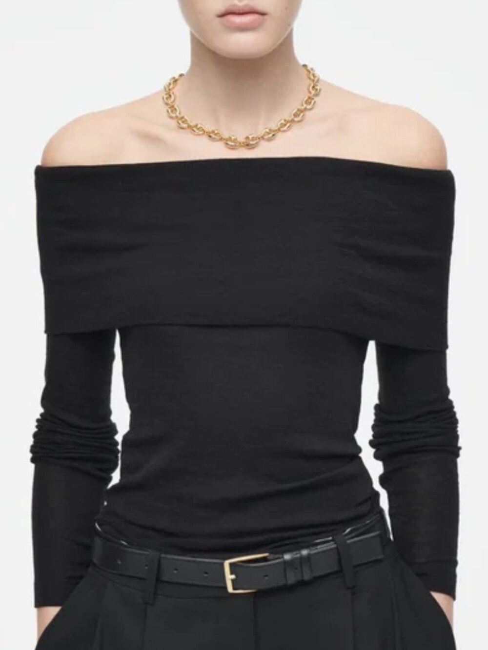 COS Off-The-Shoulder Merino Wool Sweater